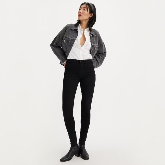 Levi 720 High Rise Super Skinny Black Denim Jeans Size 27 - Picture 1 of 8